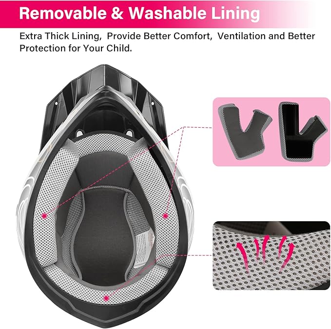 TCT-MOTORPARTS DOT Youth Kids Motocross ATV Helmets Offroad Street Dirt Bike Go-Kart BMX MX Full Face Helmet Black w/Graffiti Medium Size