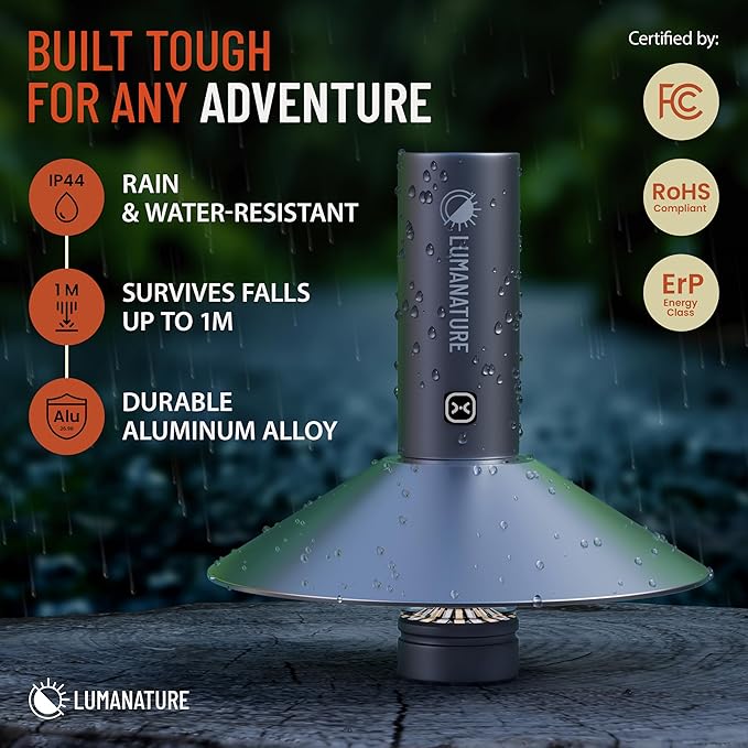 Rechargeable Camping Lantern – LED Outdoor Light with Flashlight & Lantern Modes, Magnetic Base & Hanging Hooks – Waterproof Emergency Light for Camping Backpacking Hiking & Power Outages - Silver