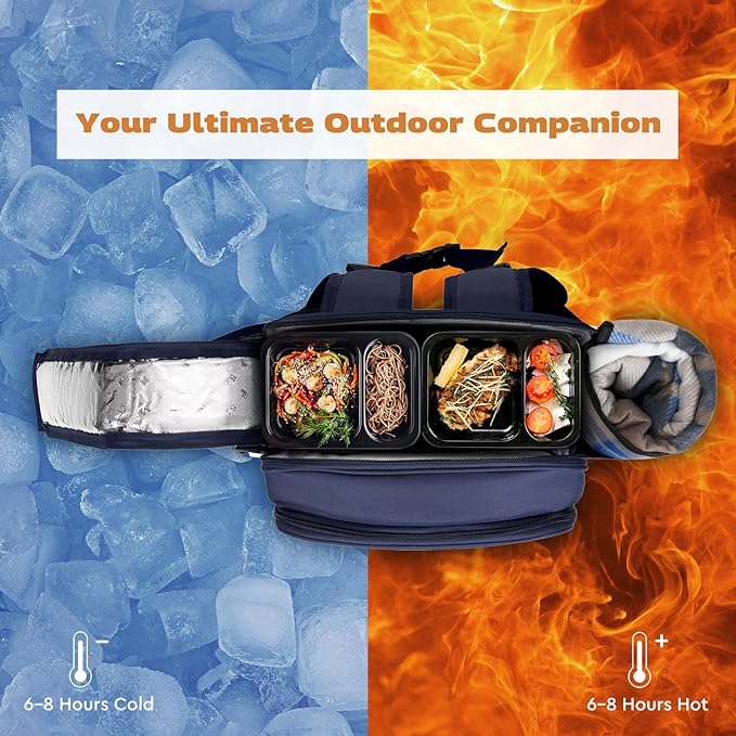 24L Insulated Picnic Basket Leak Proof Picnic Backpack for 2, Blue Camping Gifts, Cool Bridal Shower Gifts for Bride and Groom, Mr and Mrs, Anniversary Engagement Wedding for Newly Engaged Couples