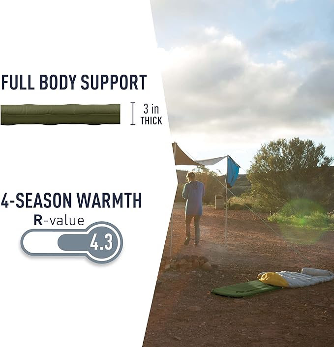 Sea to Summit Camp Plus Self-Inflating Foam Sleeping Mat for Camping, Tapered - Regular (72 x 20 x 3 inches)