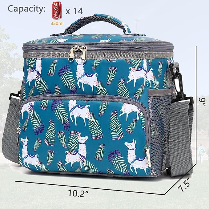 Insulated Lunch Bag for Adult/Women/Men, Reusable Large Lunch Box Cooler Soft Leakproof Tote, Thermal Meal Prep Lunch Pail with Adjustable Shoulder Strap for School/Travel/Office, Alpaca