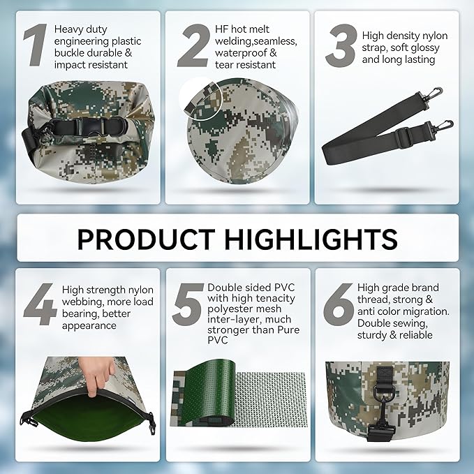 MARCHWAY Floating Waterproof Dry Bag Backpack 5L/10L/20L/30L/40L, Roll Top Sack Keeps Gear Dry for Kayaking, Rafting, Boating, Swimming, Camping, Hiking, Beach, Fishing