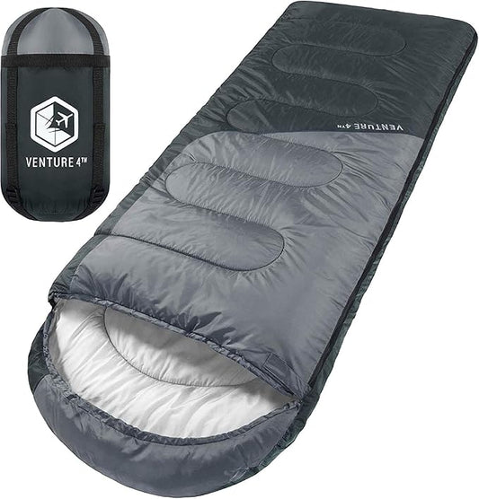 VENTURE 4TH Backpacking Sleeping Bag – XXL, Double and Single Sizes - Lightweight Warm & Cold Weather Sleeping Bags for Adults, Kids & Couples – Ideal for Hiking, Camping & Outdoor Adventures
