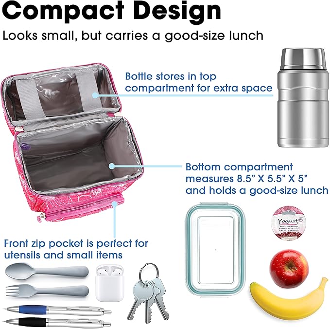 J World Corey Kids Lunch Bag. Insulated Lunch-Box for Girls, Women, Aloha