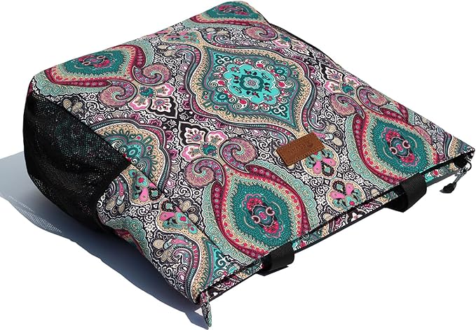 ESVAN Original Floral Water Resistant Large Tote Bag Shoulder Bag for Gym Beach Travel Daily Bags Upgraded