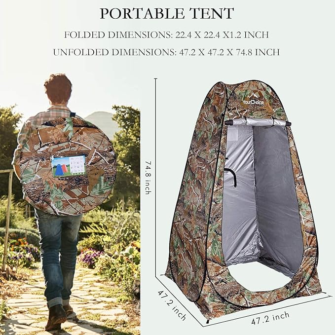 Your Choice Pop Up Privacy Shower Tent - Portable Changing Tent for Camping, Beach & Hiking - 6.2FT Lightweight with Carry Bag, Quick Setup & Full Coverage