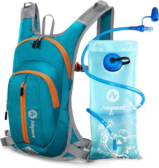 Nepest Hydration Pack Backpack for Women & Men, Lightweight Water Backpack with 2L Water Bladder for Hiking Cycling Running Biking