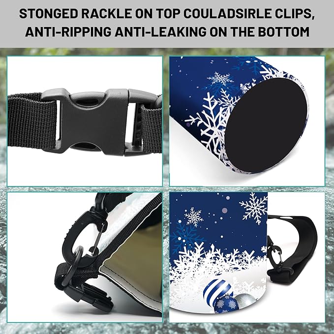 Waterproof Dry Bag,Roll Top Christmas Winter Snowflakes Waterproof Backpack 5L/10L/20L Floating and Lightweight Bags for Kayaking, Boating, Fishing, Swimming and Camping