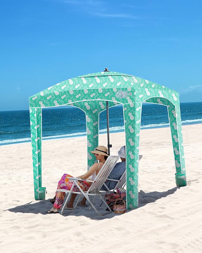 Qipi Beach Cabana - Easy to Set Up Canopy, Waterproof, Portable 6' x 6' Beach Shelter, Included Side Wall, Shade with UPF 50+ UV Protection, Ultimate Sun Umbrella - for Kids, Family & Friends