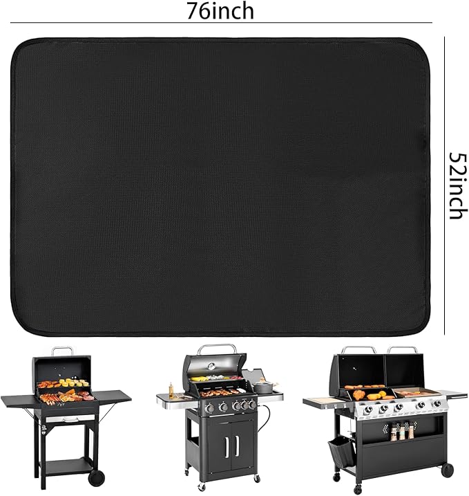 Large 76x52 Inches Under Grill Mats for Outdoor Grill, Double-Sided Fireproof, Waterproof & Oil-Proof BBQ Matt for Under Grill, Deck, Patio & Lawn Protector, Fire Pit Mat