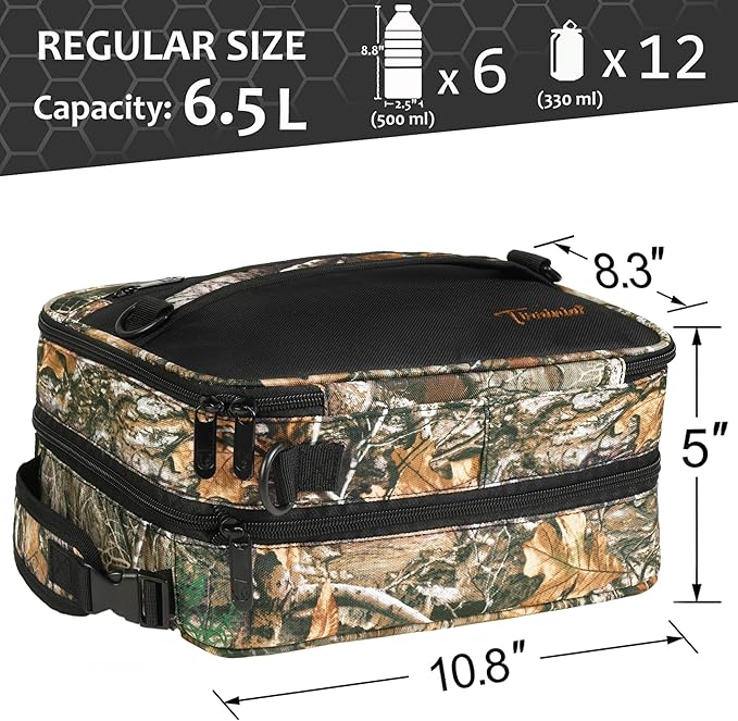 Tirrinia Expandable Insulated Lunch Bag, Leakproof Flat Lunch Cooler Tote with Shoulder Strap for Men and Women, Suitable for Work & Office, Maple Leaf