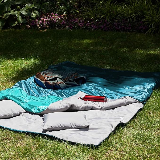 oaskys Double Sleeping Bag for Adults with 2 Pillows - Queen Size XL Waterproof Sleeping Bag for All Season Camping Hiking Backpacking 2 Person Sleeping Bags for Cold Weather & Warm