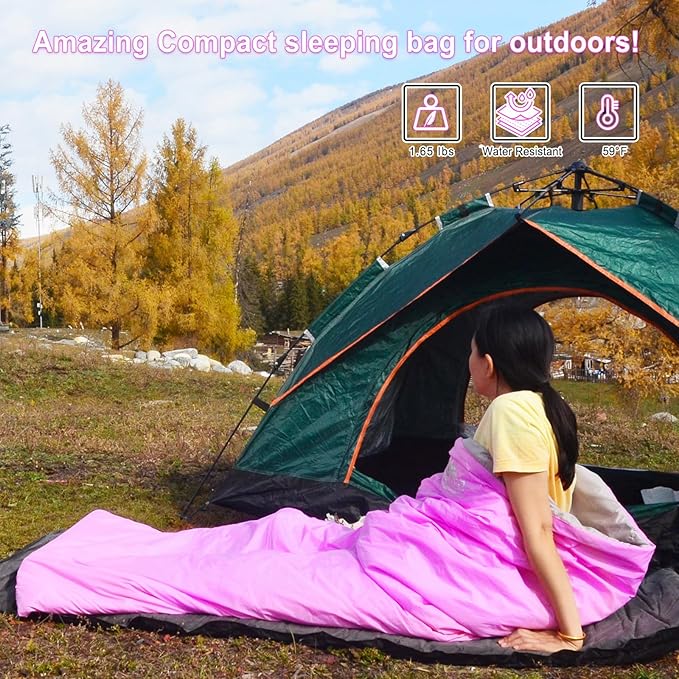 AGEMORE Ultralight Warm Weather Sleeping Bag, Portable Lightweight Waterproof Compact Sleeping Bag with Compression Sack, Fit for Kids Teens or Adults Outdoor Camping, Backpacking & Hiking