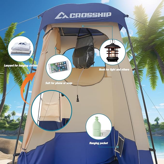 Hitch Mount Hammock Stand & Camping Shower Tent with Shower Bag for Outdoor Camping