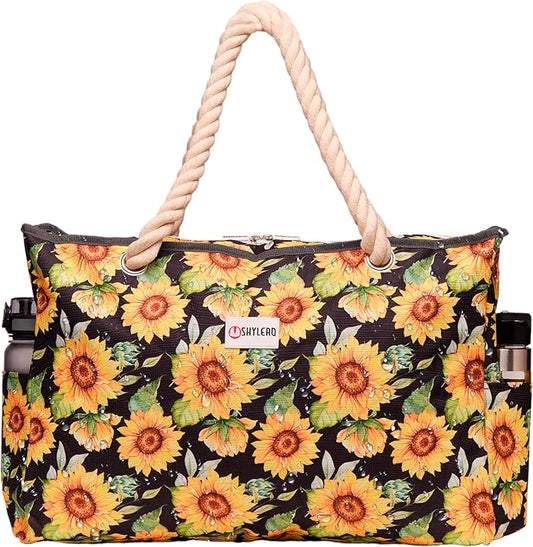 SHYLERO Beach Bag and Pool Bag. Has Airtight Pouch, Ton of Pockets. Beach Tote is Zippered, Water Resistant. Family Size