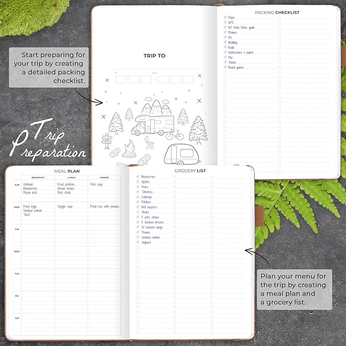 Clever Fox Camping Journal – Camper Log Book & RV Trip Planner – Outdoor Camp Journal & Adventure Travel Notebook – 12 Trips Total, 8 Pages per Trip – Hardcover, A5 Size (Brown)