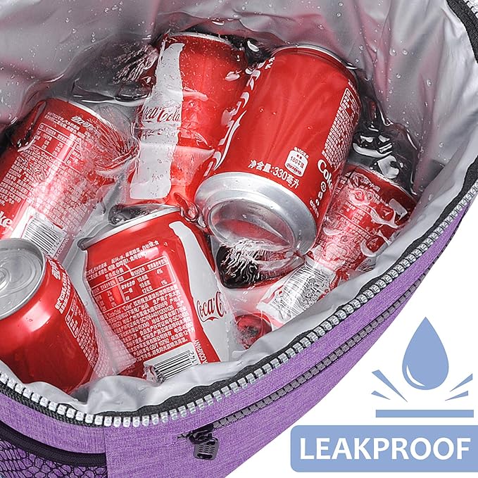 Tirrinia Large Insulated Lunch Box for Men/Women, Leakproof Thermal Lunch Bag for Office Picnic Work Beach Camping,Reusable Lunch Cooler Tote for Adult,Purple