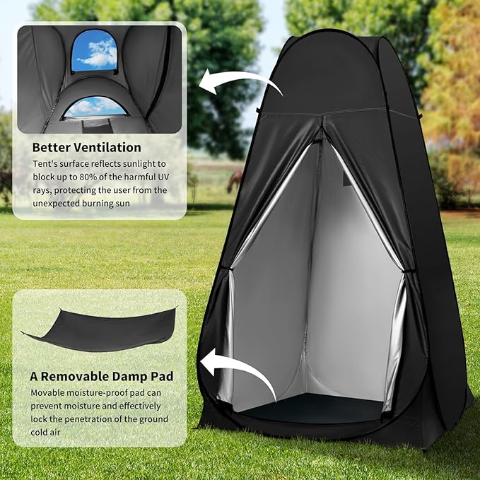 Pop Up Privacy Shower Tent, Outdoor Portable Changing Tent Camping for Camping Beach Toilet Shower Bathroom Changing Room Sun Shelter with Window with Carry Bag