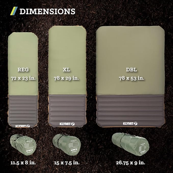 Klymit Klymaloft Lofted Hiking and Backpacking Air Bed, Inflatable Sleeping Pad for Camping with Memory Foam,Green