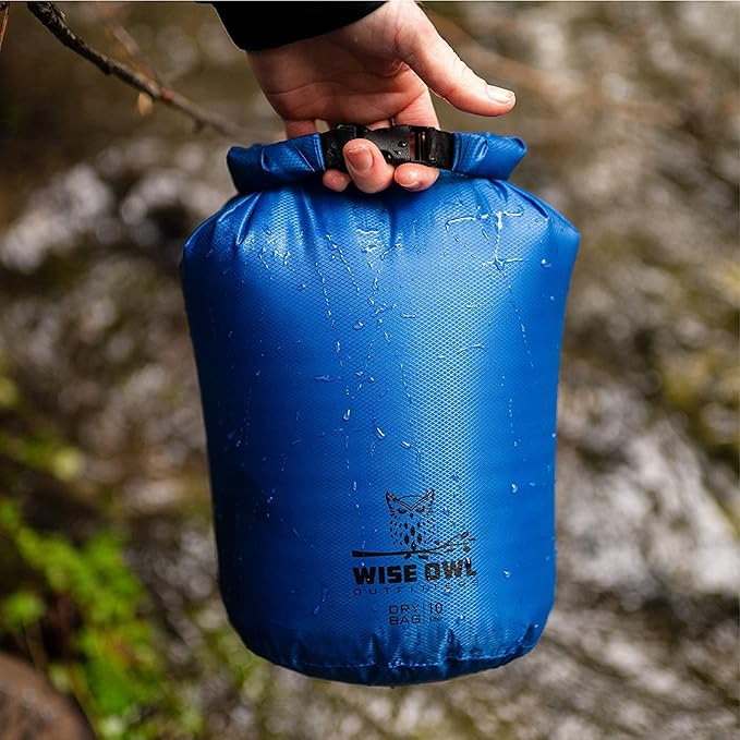 Wise Owl Outfitters Waterproof Dry Bag - Fully Submersible 1pk or 3pk Ultra Lightweight Airtight Waterproof Bags - 5L, 10L and 20L Sizes - Diamond Ripstop Roll Top Drybags