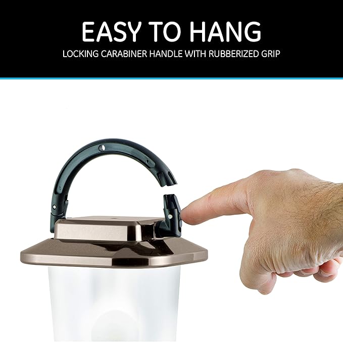 Enbrighten LED Mini Lantern, Battery Operated, Bright White, 200 Lumens, 40 Hour Runtime, 3 Light Levels, Ideal for Outdoors, Camping, Hurricane, Storm, Tornado & Emergency, Bronze, 36578