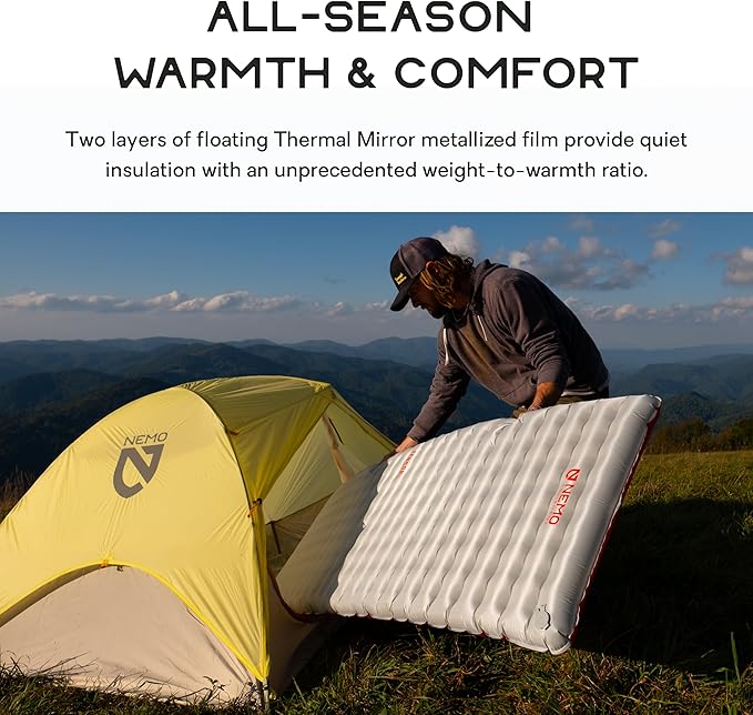NEMO Equipment Tensor All-Season Ultralight Insulated Sleeping Pad - Regular (72"x20") - Blade/Spicy Orange