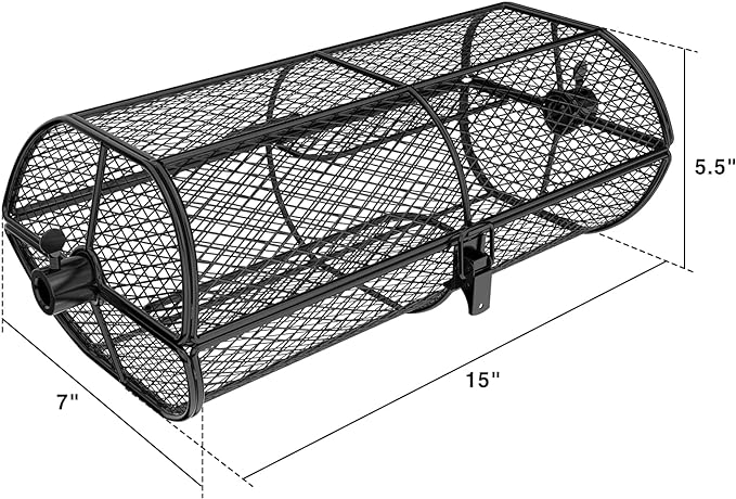 only fire Universal Rotisserie Basket Grill Accessory, Teflon Rotisserie Grill French Fries Basket Fits for Any Gas Grill or Other Ceramic Grills