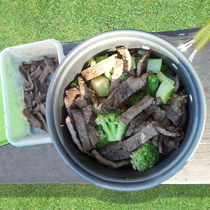 G4Free 2/4/13 PCS Camping Cookware Mess Kit Hiking Backpacking Picnic Cooking Bowl Non Stick Pot Knife Spoon Set