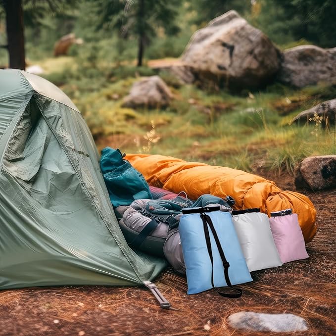 Shappy 12 Pcs Waterproof Dry Bag Set 6 Sizes Lightweight Sacks and Long Adjustable Shoulder Strap Outdoor Water Proof Keep Gear Dry Bag Stuff Sacks for Backpacking, Boating, Hiking, Camping (Macaron)