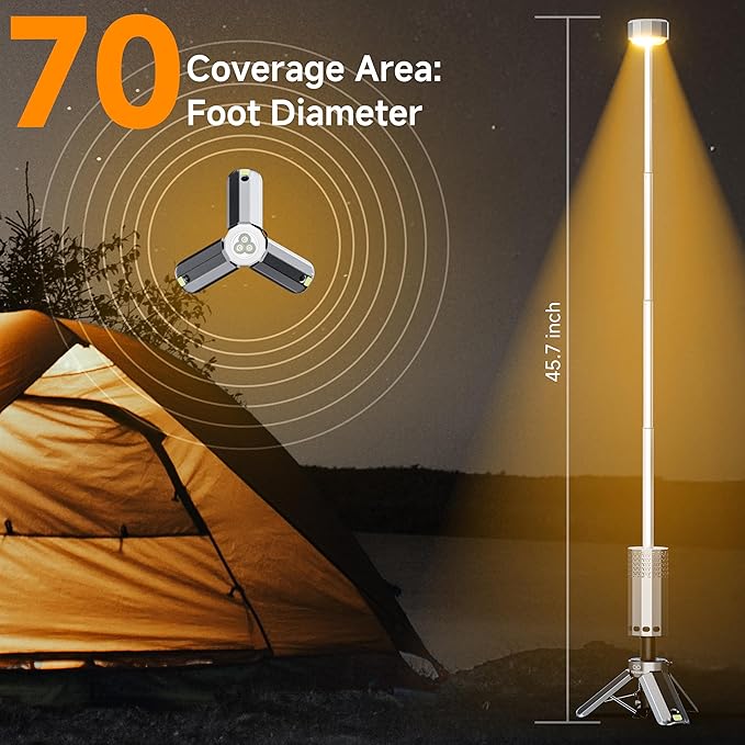 Rechargeable 20000mAh Camping Light, Telescopic Camping Lights, Collapsible Magnetic Camping Lantern with Stand IPX6 Waterproof Flashlights, Camping Lamp for Emergency, Hiking