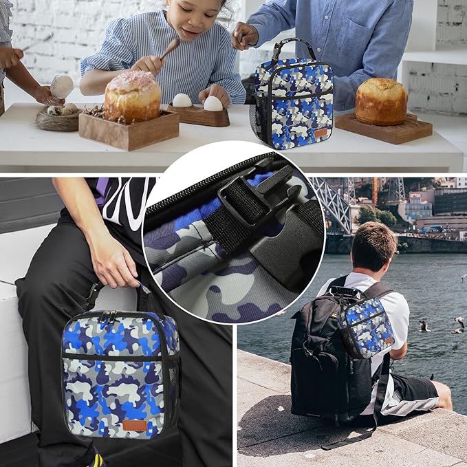 Femuar Lunch Box for Men Women Adults, Small Lunchbox for Work Picnic - Reusable Lunch bag Portable Lunch tote, Camouflage