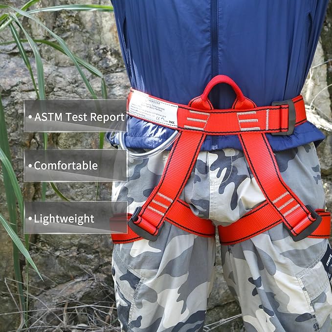 NewDoar Climbing Harness, Mountaineering Rock Climbing Harness, Half Body Harness for Rappelling Fire Rescuing Tree Climbing