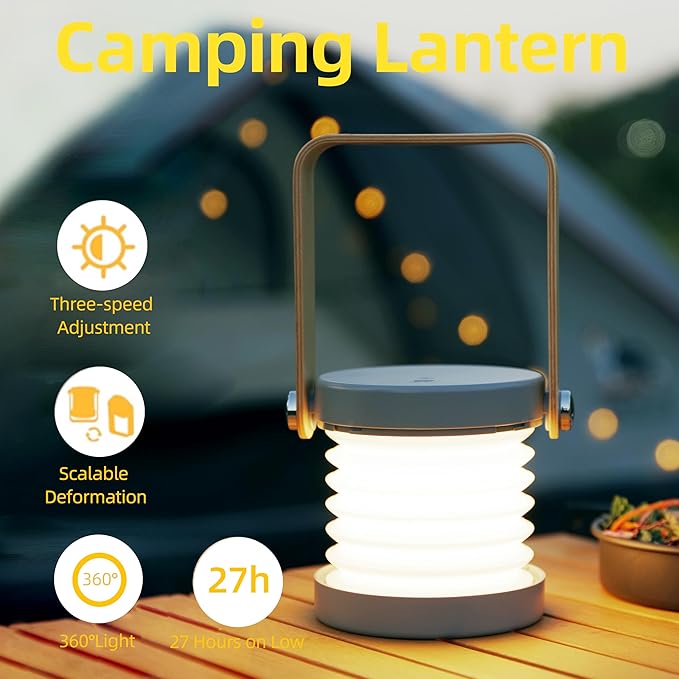 Collapsible Led Rechargeable Camping Lantern Lamp,Touch Battery Powered Light,Portable Emergency Flashlight,Suitable for Outdoor, Camping, Tent,Office, Power Outages