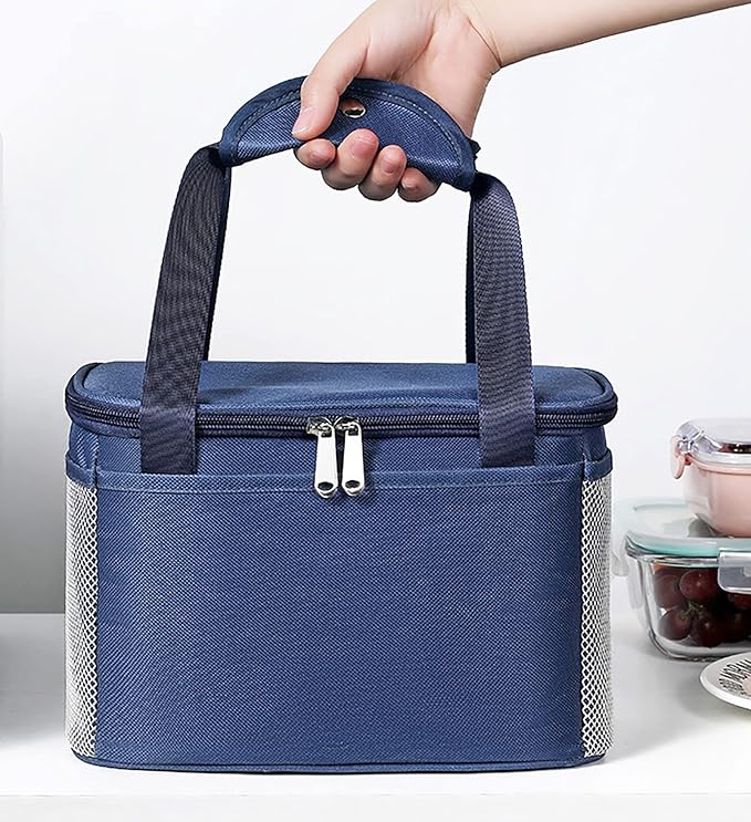 Yansanido 6L Thickened Blue Reusable Insulated Lunch Bag for Women and Men Travel Picnic and Lunch Box (Small, Blue)