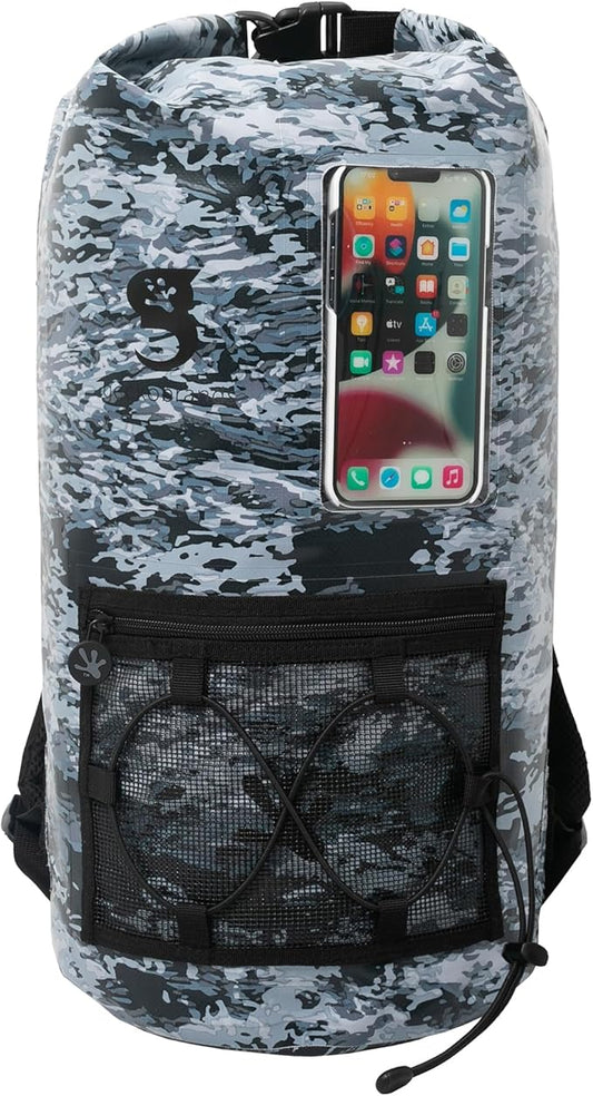 geckobrands Hydroner 20L Waterproof Dry Bag Backpack – Lightweight Roll-Top Bag with Clear Phone Pouch for Outdoor Activities