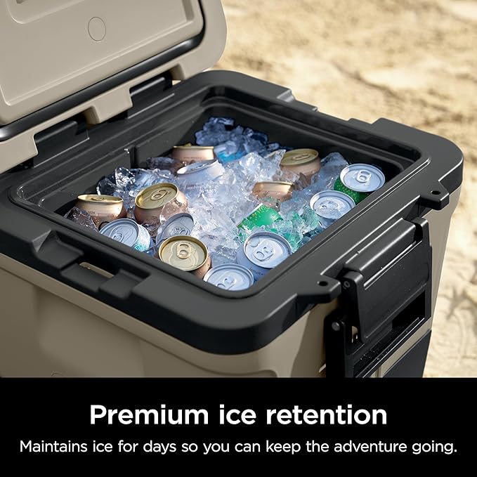 Ninja | Cooler | FrostVault 30QT Cooler with Wheels | Insulated with Temp Dry Storage Drawer | Keeps Ice Cold for Days | for The Beach, Camping, Picnics & More | Birch Beige | FB230CS