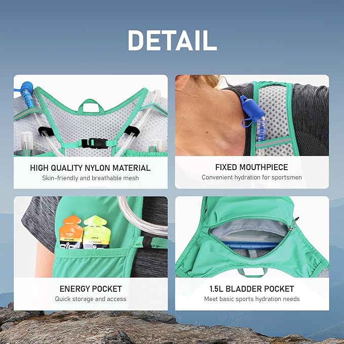N NEVO RHINO Running Hydration Vest for Women 1.5L Water Bladder Backpack 5L Small -Lightweight Breathable Hydration Vest for Hiking Trail Running Cycling Marathon for Women