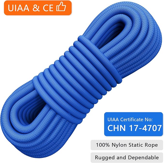 X XBEN Outdoor Climbing Rope 10M(32ft) 20M(64ft) 30M(96ft) 50M(160ft) 70M(230ft) 152M(500FT) 352M(1000FT) Static Rock Climbing Rope for Escape Rope Ice Climbing Equipment Fire Rescue Parachute