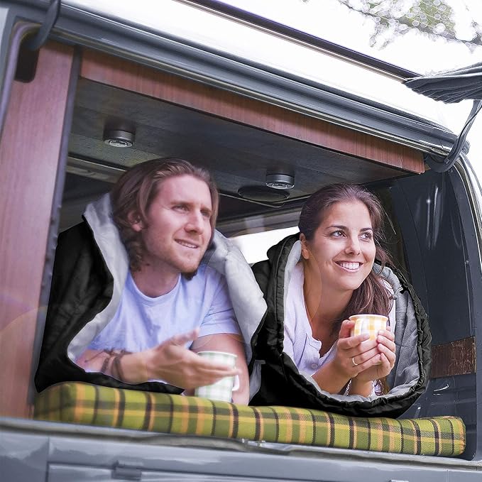 CANWAY Double Sleeping Bag Flannel for Adults Cold Weather Queen Size Two Person Sleeping Bags for Camping with 2 Pillows