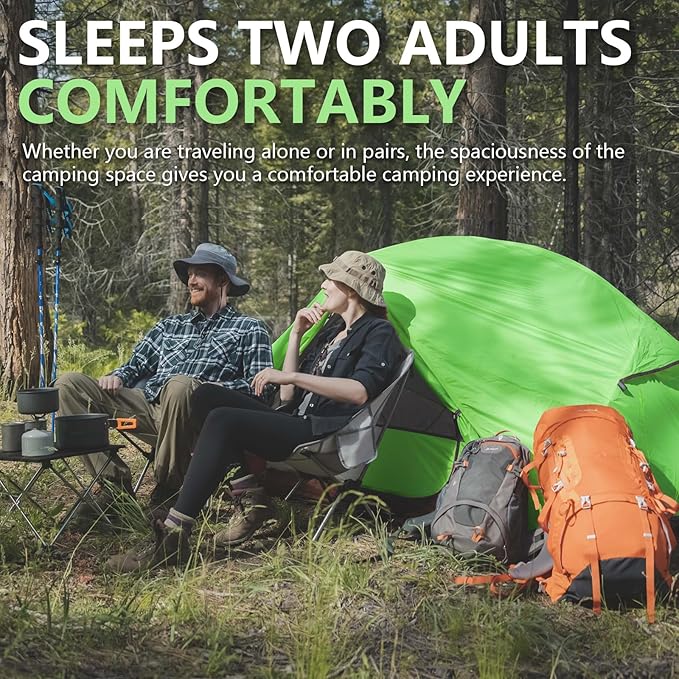 BISINNA Backpacking 2 Person Tent Lightweight 3 Season Camping Tent 20D 380T Nylon Rainfly Double Layer Free Standing Includes Footprnint 7001 Aluminium Poles for Camping Hiking Biking