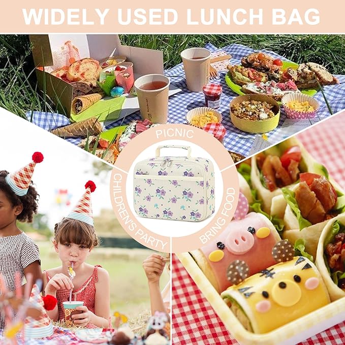 Kids Lunch Box Boys Girls Insulated Lunch Cooler Bag Reusable Lunch Tote Kit for School Travel