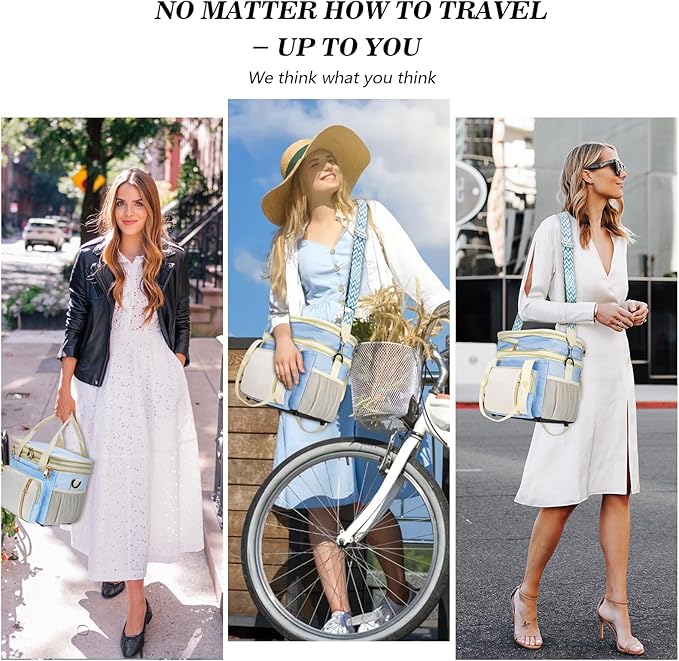 LOKASS Lunch Box for Women/Men-16L-Insulated Lunch Bag, Expandable Double-layer Leakproof Cooler Bag with Upgrade Adjustable Shoulder Strap Ideal for Work/Travel/Picnics（Sky Blue）