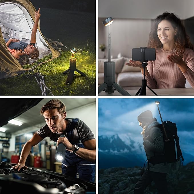 Camping Lights,Telescopic Camping Lantern with Storage Bag,7800mAh Rechargeable Outdoor Adventure Emergency Light,Waterproof LED Work Lights with Magnetic