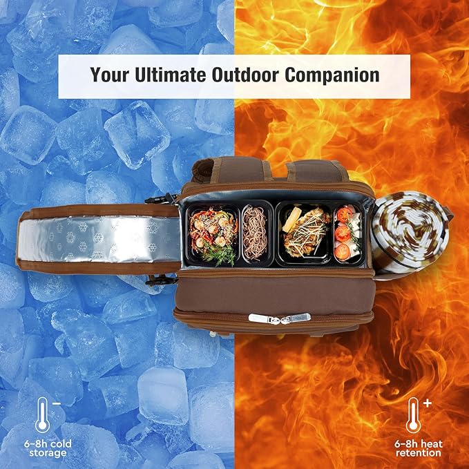 Couple Gifts 24L Picnic Basket Set, Brown Insulated Picnic Backpack for 2, Leak Proof Cooler Camping Gifts, Cool Bridal Shower Gifts Anniversary Engagement Wedding Gifts for Couples, Mr and Mrs Gifts