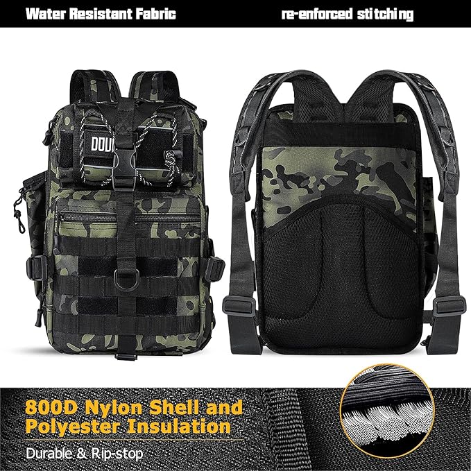 Tactical Backpack Medium EDC DayPack Military Molle Backpacks Bag Outdoor Rucksack for Fishing Hunting Camping (Black CP camo)