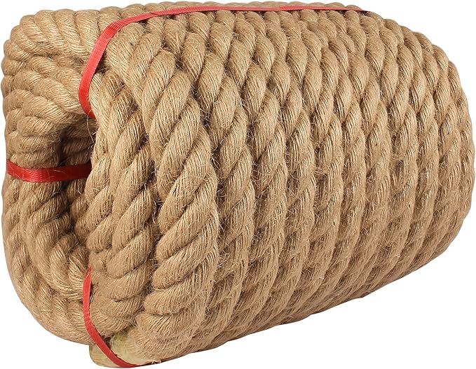 Manila Rope 1.5in x 100ft,Natural Hemp Rope,Thick Large Decorative Hemp Nautical Ropes,Twisted Manila Ropes Great for Gardening,Railings,Hammock Nautical
