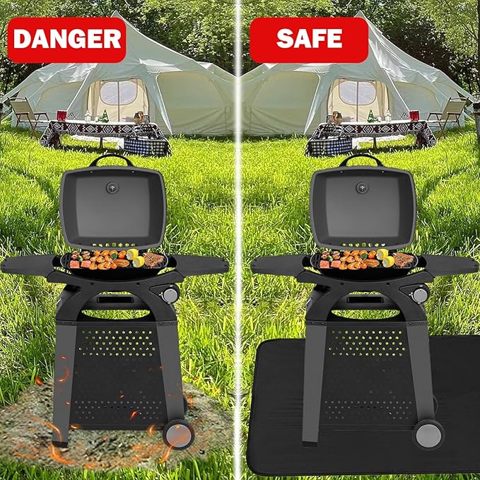 48x30 Inches Under Grill Mats for Outdoor Grill, Double-Sided Fireproof, Waterproof & Oil-Proof BBQ Matt for Under Grill, Deck, Patio & Grass Protector, Fire Pit Mat & Fireplace Mat