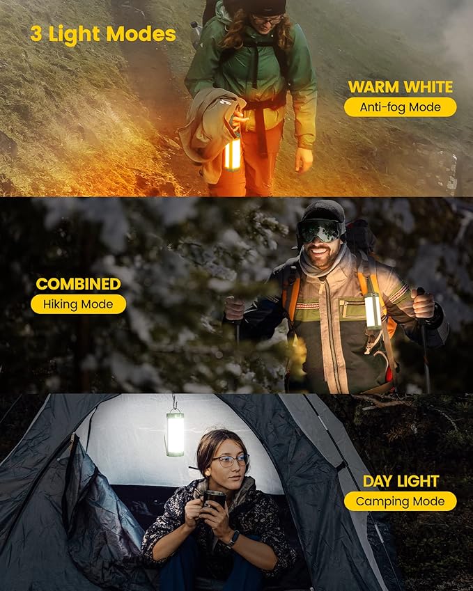 Glocusent Camping Lantern Rechargeable, Up to 80Hrs, 5000mAh 106 LED Lantern with 5 Brightness 3 Modes & SOS, IP68 Waterproof, Max 1200LM, Camping Light for Power Outages Hiking Emergency Hurricane
