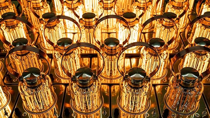 Barebones Block Tower Lantern – Rechargeable LED Lantern with Adjustable Brightness, Candle Flicker Mode, Brass & Copper Finish, Portable Light for Indoor and Outdoor Use