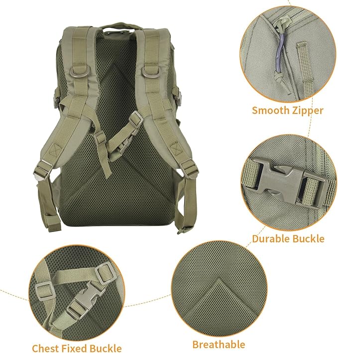 Small Tactical Backpack Military Daypack 12L Molle Bag Rucksack Army Daypack for Outdoor,Hiking,Camping,Travel (Green)